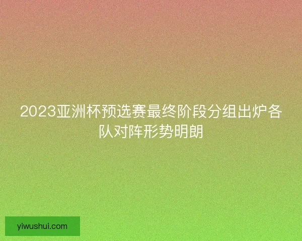 2023亚洲杯预选赛最终阶段分组出炉各队对阵形势明朗