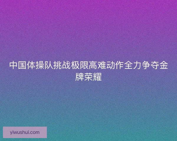 中国体操队挑战极限高难动作全力争夺金牌荣耀