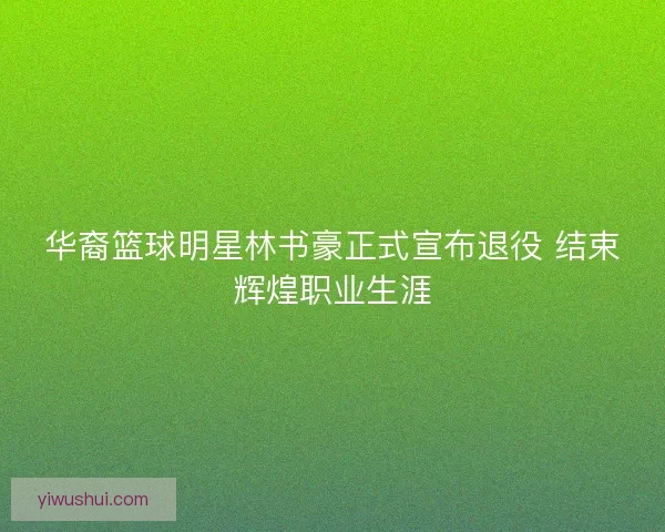 华裔篮球明星林书豪正式宣布退役 结束辉煌职业生涯 华裔篮球明星林书豪正式宣布退役 结束辉煌职业生涯