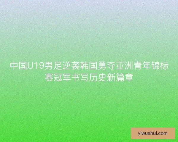 中国U19男足逆袭韩国勇夺亚洲青年锦标赛冠军书写历史新篇章
