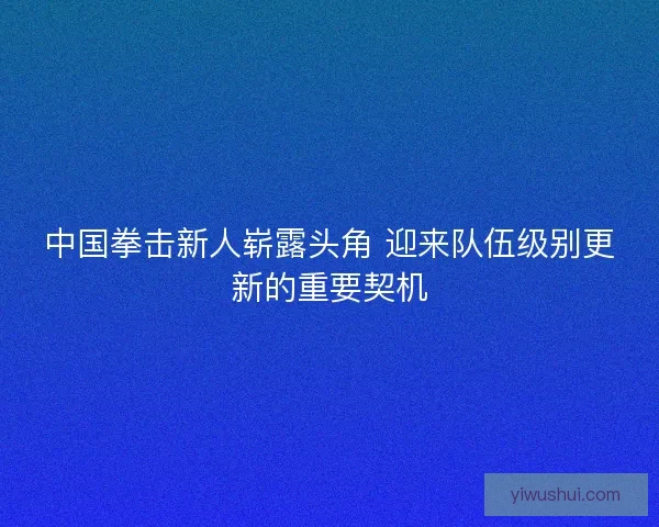 中国拳击新人崭露头角 迎来队伍级别更新的重要契机 中国拳击新人崭露头角 迎来队伍级别更新的重要契机